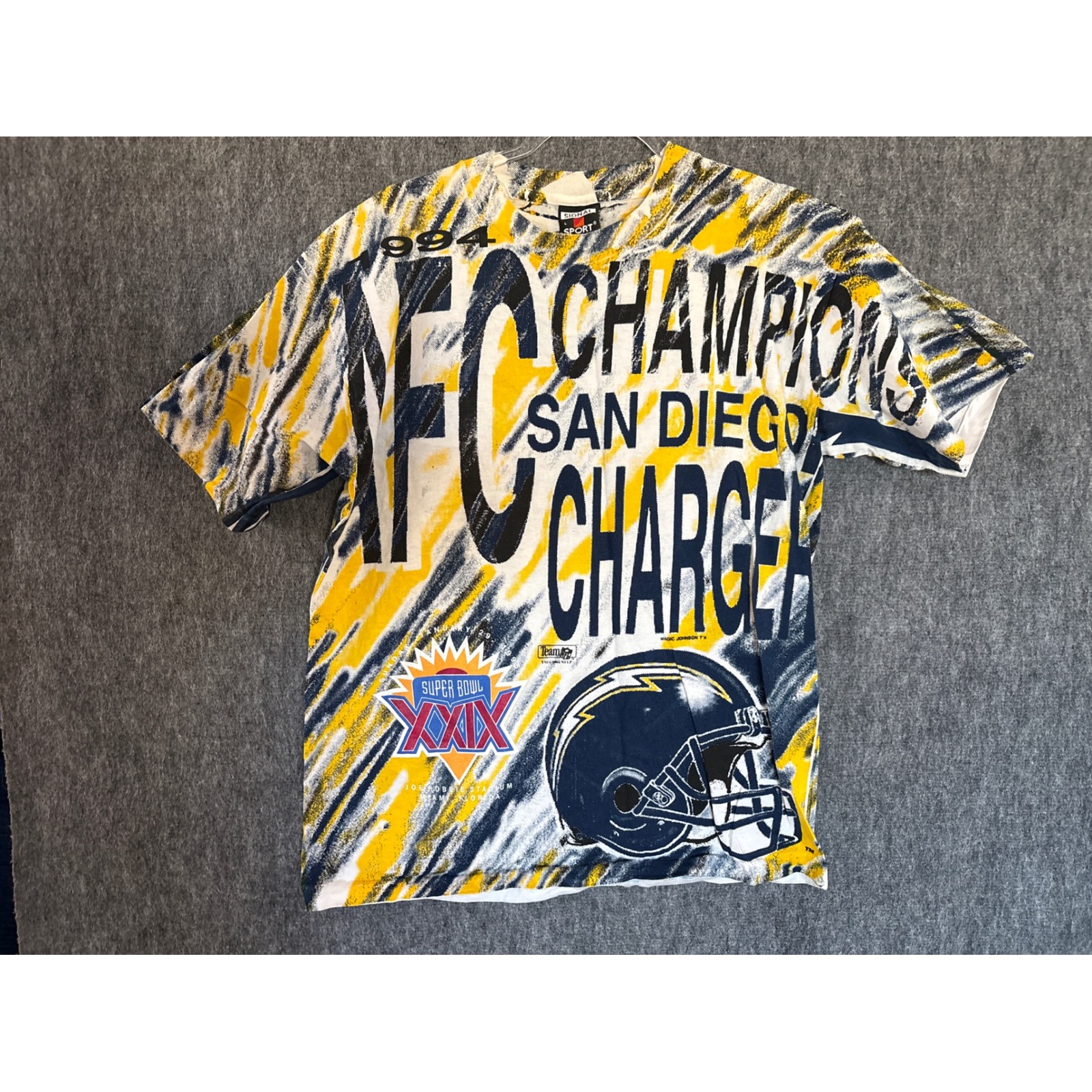 Vintage 1994 San Diego Chargers Afc Champs All Over Print Shirt Magic Johnson L